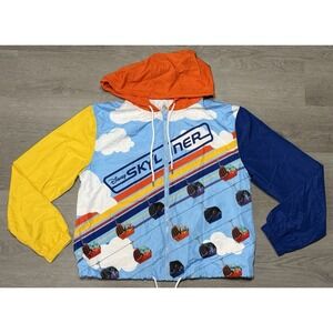 Disney Parks Skyliner Transportation Windbreaker Jacket Size M Full Zip Hoodie